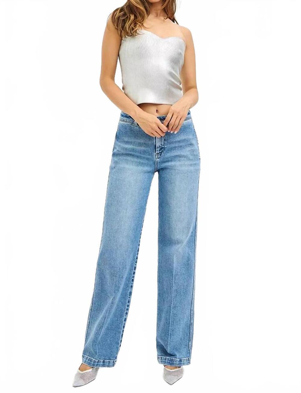 NEW RISEN lafayette slouchy straight jeans in medium wash